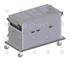 Wet bain marie trolley with hot cupboard and single well 3, 1340x690x900 mm