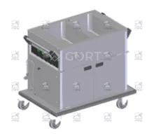 Wet bain marie trolley with hot cupboard and separate temperature control 2, 1034x690x900 mm