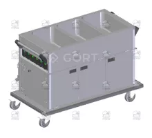Wet bain marie trolley with hot cupboard and separate temperature control 3, 1340x690x900 mm
