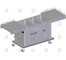 Wet bain marie trolley with hot cupboard, sliding top plate and separate temperature control 3, 1340x690x1004 mm