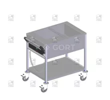 Wet bain marie trolley with single well 2, 970x650x900 mm