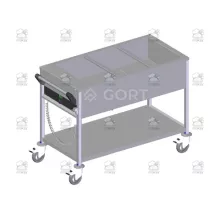 Wet bain marie trolley with single well 3, 1275x650x900 mm
