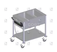 Wet bain marie trolley with separate temperature control 2, 970x650x900 mm