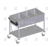 Wet bain marie trolley with separate temperature control 3, 1275x650x900 mm