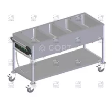 Wet bain marie trolley with separate temperature control 4, 1615x650x900 mm