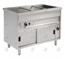 Free standing wet bain marie with hot cupboard and single well 3, 1080x700x850 mm