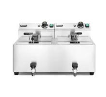 Manuālais friteris Profi Line ar izteces krānu, 2 x 8 l, Profi Line, 16L, 230V/7000W, 610x515x(H)369mm, 