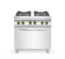 Gāzes plīts, 4 degļi, ar konvekcijas cepeškrāsni GN 1/1, Kitchen Line, 230V/3000W, 19kW, 800x722x(H)900mm, 
