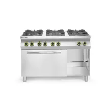 Gāzes plīts Kitchen Line, 6 degļi, ar konvekcijas cepeškrāsni GN 1/1, Kitchen Line, 230V/3000W, 28,5kW, 1200x722x(H)900mm, 