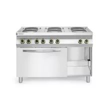 Elektriskā plīts Kitchen Line 6 plākšņu plīts ar konvekcijas elektrisko cepeškrāsni GN 1/1, Kitchen Line, 400V/18600W, 1200x700x(H)900mm