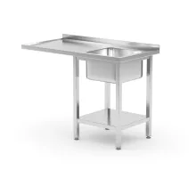 Izlietnes galds ar plauktu un vietu trauku mazgājamās mašīnas uzstādīšanai, labā pusē, 1200x700x(H)850 mm