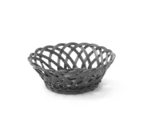 Baskets with woven sides, round, Black, 200x200x(H)65mm, 