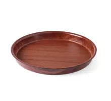 Serving tray, round, non-slip, high rim, laminated, Mahogany, ø320x(H)35mm, 