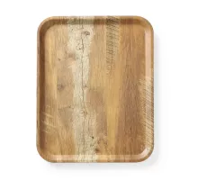 Serving tray with melamine laminate, non slip, with wood design, Wood, 330x430mm, 