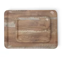 Serving tray with melamine laminate, non slip, with wood design, Wood, 240x340mm, 