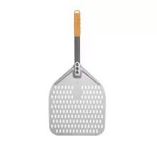 Kvadrātveida perforēta picas lāpstiņa ar īsu rokturi, 300x660mm