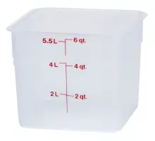 Caurspīdīgs polipropilēna pārtikas trauks CamSquare, Cambro, 5,7 l, 5,7L, Caurspīdīgs, 215x215x(H)185mm