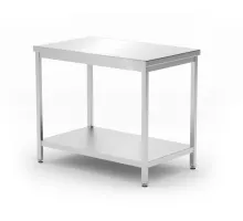 Central work table heavy duty with shelf, 600 mm deep, Kitchen Line, 1000x600x(H)850mm