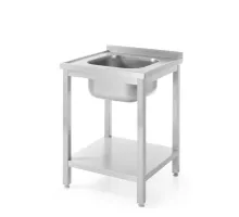 Izlietnes galdiņš ar plauktu - skrūvējams, dziļums 600 mm, Virtuves līnija, centrēts, 600x600x(H)850mm