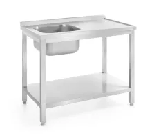 Izlietnes galdiņš ar plauktu - pieskrūvēts, dziļums 600 mm, Kitchen Line, kreisā puse, 1000x600x(H)850mm