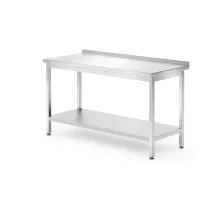 Sienas galds ar plauktu - skrūvējams, dziļums 700 mm, Kitchen Line, 1400x700x(H)850mm