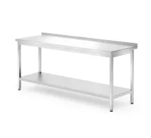Sienas galds ar plauktu - pieskrūvēts, dziļums 700 mm, Kitchen Line, 1800x700x(H)850mm