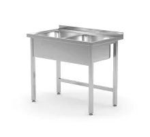 Galds ar 2 izlietnēm - metināts, Kitchen Line, 1000x600x(H)850mm