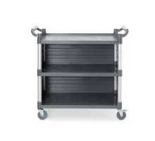 3 plauktu polipropilēna viesmīļa ratiņi, lieli, AmerBox, Komplektā ir plauktu sānu paneļi, 1010x500x(H)960mm