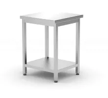 Central work table with a shelf Budget Line – screwed, depth: 600 mm, Budget Line, 600x600x(H)850mm