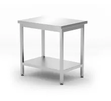 Central work table with a shelf Budget Line – screwed, depth: 600 mm, Budget Line, 800x600x(H)850mm