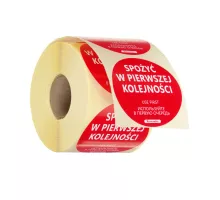 Uzlīmes Food Safety - „IZMANTOT VISPIRMS”, 500 gab. rullis, ø50mm