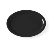 Polypropylene fast food tray, oval, Black, 265x195x(H)15mm, 