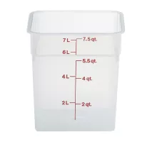 Caurspīdīgs polipropilēna pārtikas trauks CamSquare, Cambro, 7,6 l, 7,6L, Caurspīdīgs, 215x215x(H)230mm