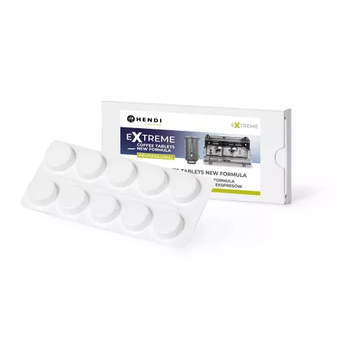 Extreme Coffee Tablets, kafijas tabletes ar jaunu formulu, profesionāls kafijas automātu tīrīšanas līdzeklis, 10 tabletes blistera iepakojumā