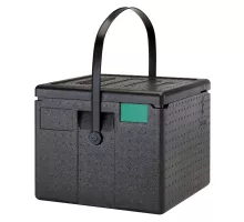 Cam GoBox izolēts picas konteiners, augšējā iekraušana, Cambro, ietilpība: 6 kartona kastes ar izmēriem 330x330x(H)40 mm picai Ø320 mm, Melns, 410x410x(H)339mm
