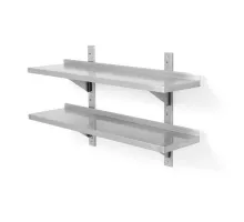 Double wall shelf, adjustable, with 2 brackets, 1000x300x(H)600mm