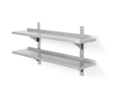 Double wall shelf, adjustable, with 2 brackets, 1200x300x(H)600mm