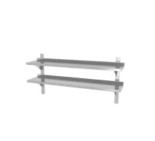 Double wall shelf, adjustable, with 2 brackets, 1400x300x(H)600mm