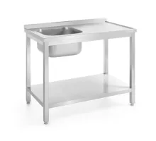Sink table with shelf – bolted, depth 700 mm, Kitchen Line, Left, 1000x700x(H)850mm