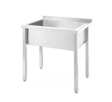 Table with single wash trough Budget Line – welded, depth: 600 mm, chamber height 300 mm, Budget Line, 800x600x(H)850mm