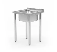 Sink table – bolted, depth 600 mm, Budget Line, sink bowl in the middle, 600x600x(H)850mm
