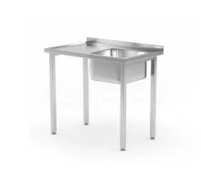 Sink table – bolted, depth 600 mm, Budget Line, sink bowl on the right side, 800x600x(H)850mm
