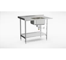 Стол для предварительной мойки с полкой (1000-1400mm), Inox baltic, EPLR (1000-1400mm)