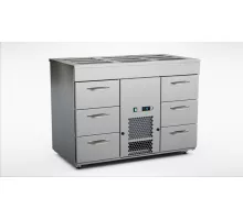 Cold cupboard with ventilated cold basin 1200mm, 6 drawers