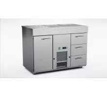 Cold cupboard with ventilated cold basin 1200mm, 1 door, 3 drawers