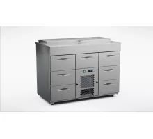 Холодильный прилавок с плоской столешницей 1200 мм, 7 выдвижных ящиков