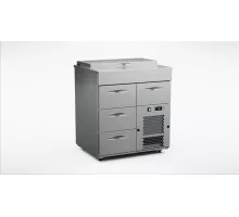 Холодильный прилавок с плоской столешницей 800 мм, 4 выдвижных ящика