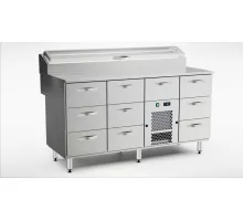 Стол для приготовления пиццы 1600 мм, 10 ящиков