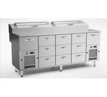 Стол для приготовления пиццы 2000 мм, 11 ящиков