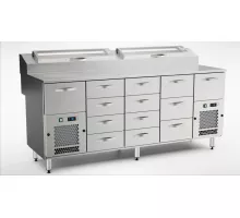 Стол для приготовления пиццы 2000 мм, 13 ящиков